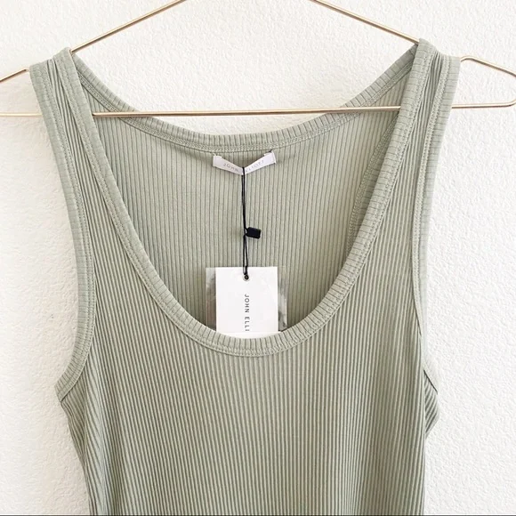 John Elliott Cotton Ribbed Tank Dress Chaparral Sage Green NWT L - Picture 4 of 9